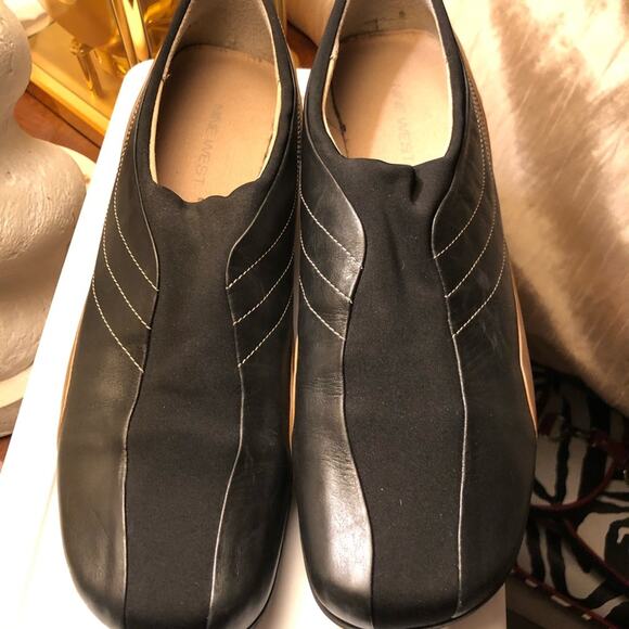 Nine West Shoes - NINE WEST Black/Brown Leather/Fabric Flat Loafer